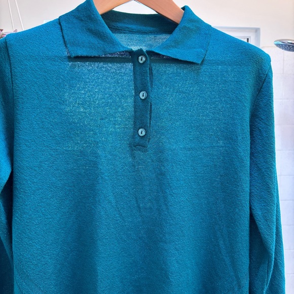 Perlarara women’s collared teal sweater large made in Italy - Picture 7 of 10